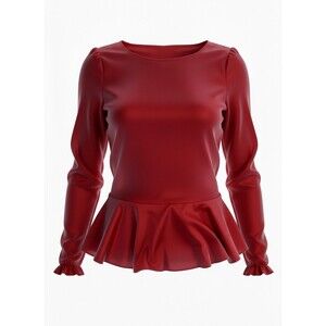Women’s Jason Wu Red Peplum Blouse – Size L (Fitted) – New With Tags